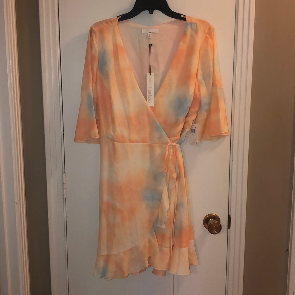 June and Hudson wrap around Pastel tie-dye dress
